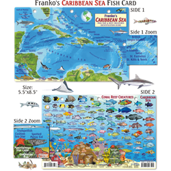 Card, Caribbean Map & Fish Id